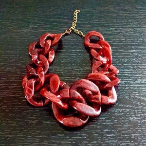 Burgundy Chain link Choker Necklace